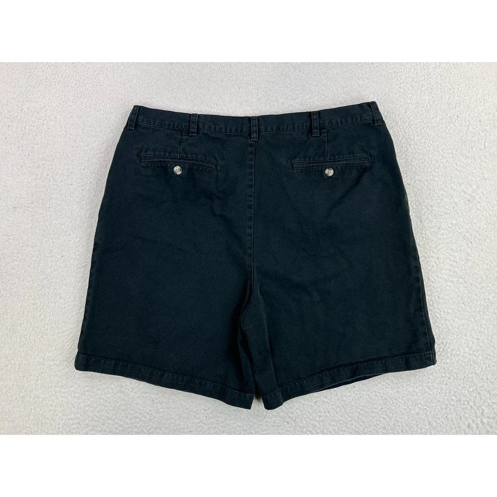 LL Bean Weekend Chino Shorts Mens 40 Black Pleated 8 Inseam Cotton V250